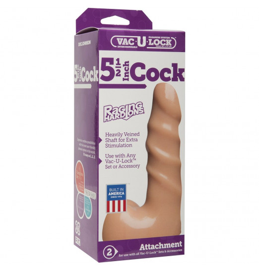 Рельефная анальная насадка Vac-U-Lock 5.5  Raging Hard-On Cock - 13,5 см.