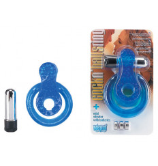 Синее эрекционное виброкольцо с минивибратором