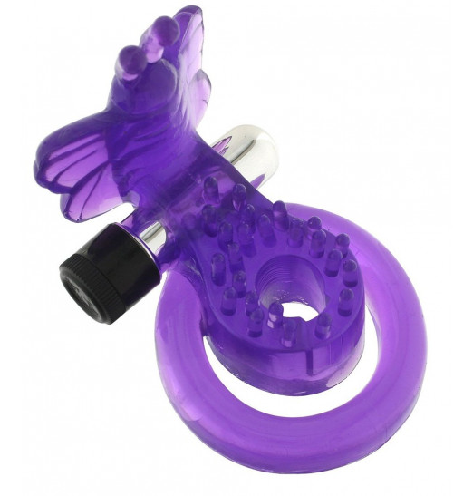 Эрекционное кольцо с вибрацией COCK BALL RING BUTTERFLY JELLY VIBE