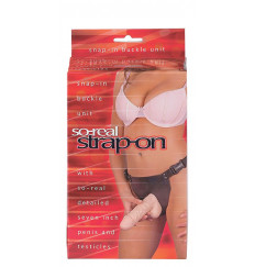 Фаллопротез женский с мошонкой SO-REAL STRAP-ON - 17,8 см.