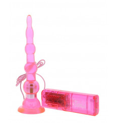 Розовая виброёлочка для анальной стимуляции - 17,8 см.