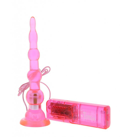 Розовая виброёлочка для анальной стимуляции - 17,8 см.