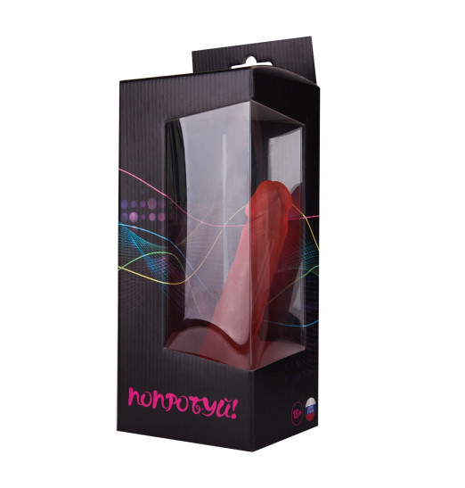 Малиновый гелевый фаллоимитатор на присоске - 17,5 см.