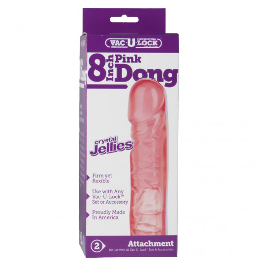 Розовая фаллическая насадка Vac-U-Lock 8 Crystal Jellies Dong - 20,3 см. Розовая фаллическая насадка Vac-U-Lock 8 Crystal Jellies Dong - 20,3 см.