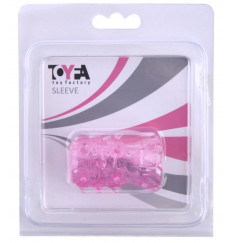 Розовая рельефная насадка на пенис