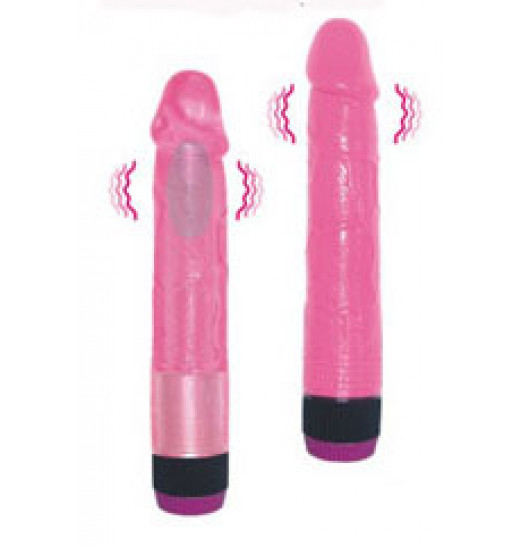Ярко-розовый вибратор-реалистик - 22,5 см.