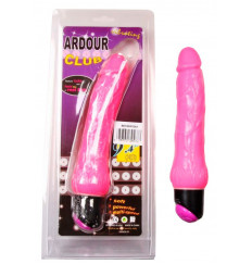 Вибромассажер рельефный розового цвета - 22,5 см.