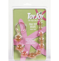 Розовая анальная цепочка с колечком - 25 см.