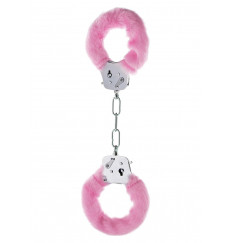 Розовые меховые наручники с ключами