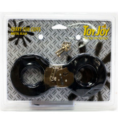 Меховые черные наручники с ключами