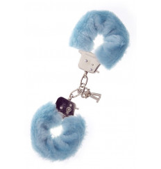 Голубые меховые наручники METAL HANDCUFF WITH PLUSH BLUE