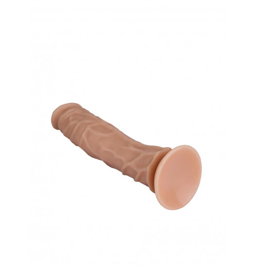Фаллоимитатор-реалистик с рельефом на присоске №9 - 19,5 см.