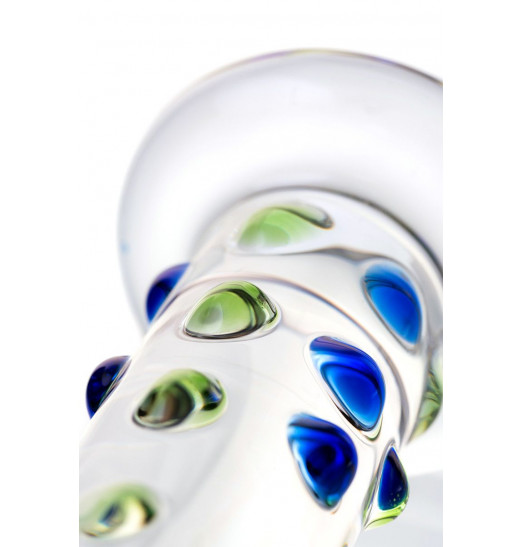 Стеклянный фаллос с цветными бусинами - 18 см. Стеклянный фаллос с цветными бусинами - 18 см.