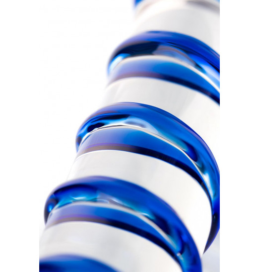 Прозрачный фаллос из стекла со спиралью - 18 см.