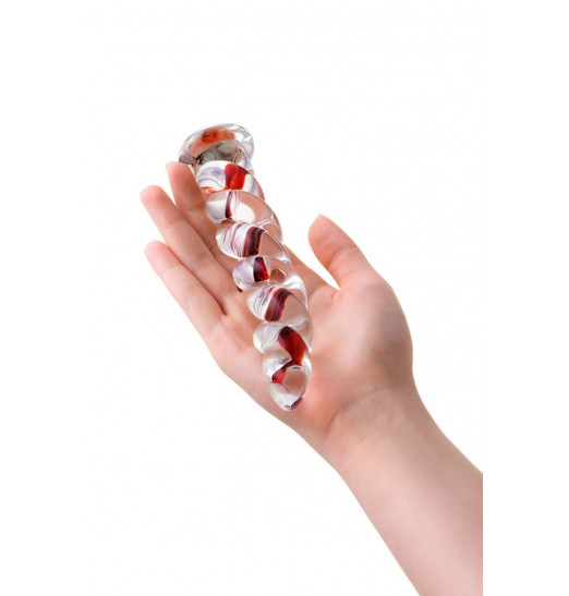 Стеклянный фаллос в виде спирали - 18 см.