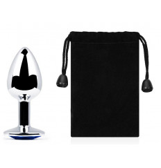 Анальное украшение SILVER PLUG SMALL с синим кристаллом - 7,2 см.