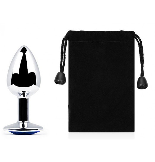 Анальное украшение SILVER PLUG SMALL с синим кристаллом - 7,2 см. Анальное украшение SILVER PLUG SMALL с синим кристаллом - 7,2 см.