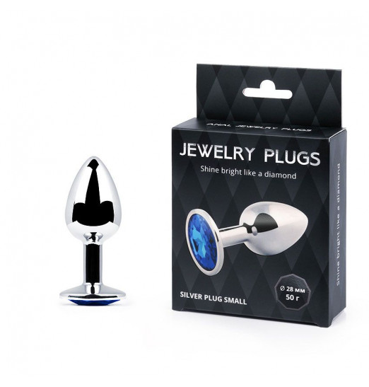 Анальное украшение SILVER PLUG SMALL с синим кристаллом - 7,2 см. Анальное украшение SILVER PLUG SMALL с синим кристаллом - 7,2 см.