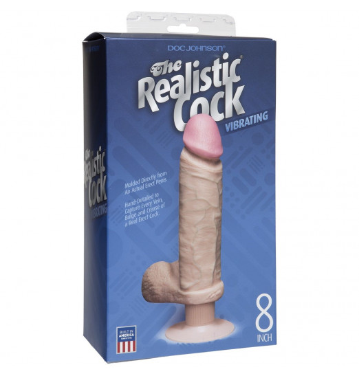 Вибромассажер реалистичной формы The Realistic Cock Vibrating 8” - 23,6 см.