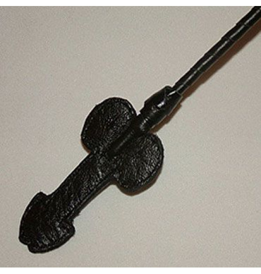 Короткий плетеный стек с наконечником-фаллосом - 70 см.