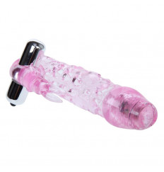 Розовая насадка на фаллос с вибрацией - 13 см.