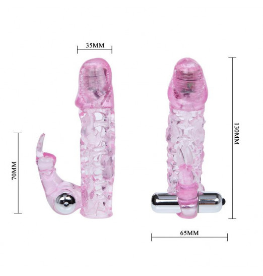 Розовая насадка на фаллос с вибрацией - 13 см. Розовая насадка на фаллос с вибрацией - 13 см.