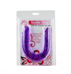 Двухголовый  фиолетовый фаллоимитатор - 29,8 см.