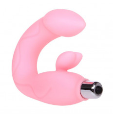 Розовый вибромассажер со стимуляцией клитора и точки G