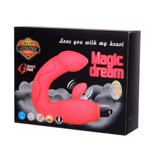 Розовый вибромассажер со стимуляцией клитора и точки G