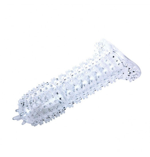 Прозрачная насадка на фаллос с закрытой головкой - 14 см.