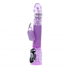 Вибромассажер со стимулятором клитора и вращающейся головкой - 29 см.