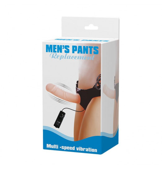 Полый страпон на трусиках с вибрацией и выносным пультом управления Mens Pants - 16,5 см.