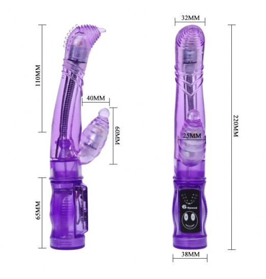 Гибкий вибромассажер со стимуляцией клитора и точки G - 22 см. Гибкий вибромассажер со стимуляцией клитора и точки G - 22 см.