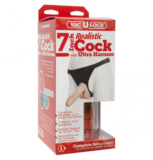 Насадка с трусиками Vac-U-Lock Set 7  Realistic Ultra Harness - 17,3 см.