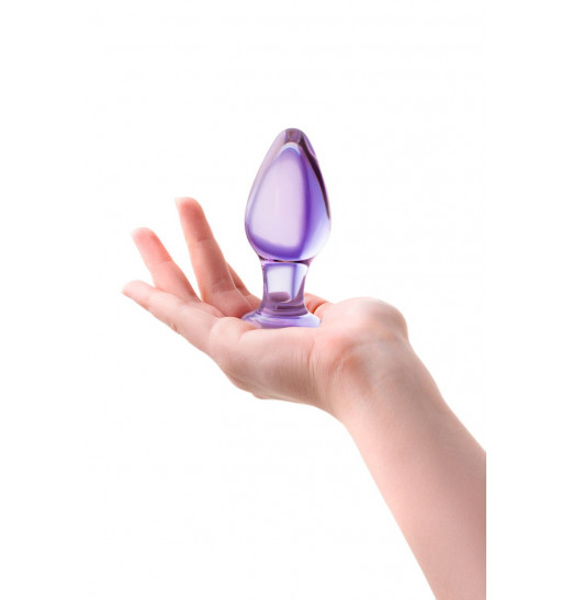 Фиолетовая стеклянная анальная пробка - 10 см.