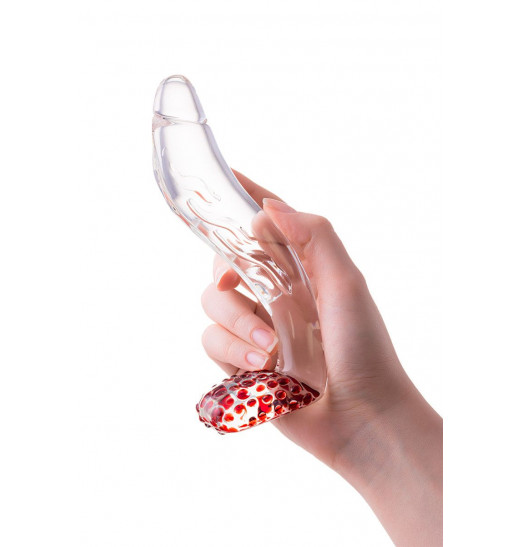 Загнутый фаллос с выпуклыми точками - 17,5 см.