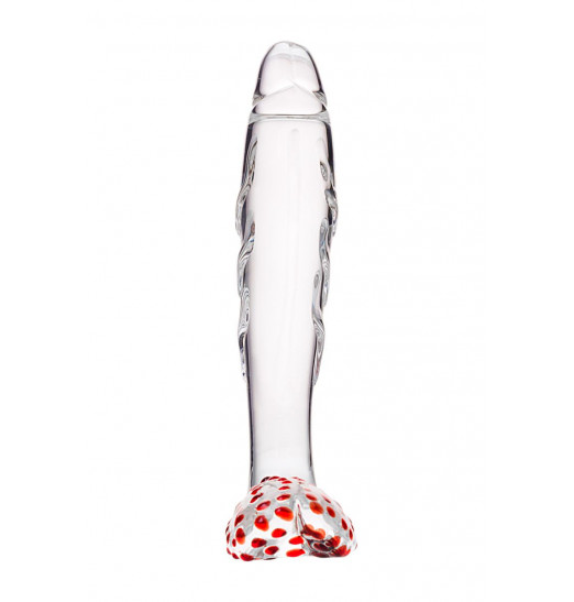 Загнутый фаллос с выпуклыми точками - 17,5 см.