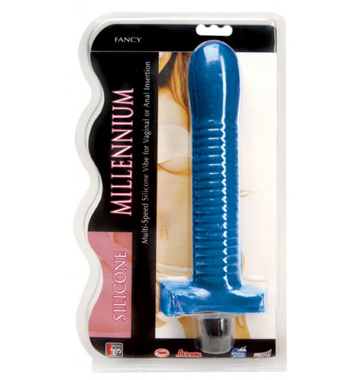 Синий многоскоростной силиконовый вибратор - 18 см.