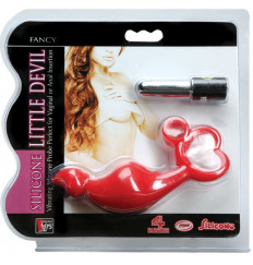 Красный силиконовый стимулятор с вибропулей на ручке