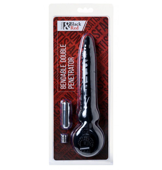 Черная вибронасадка Black Red для двойного проникновения - 24 см. Черная вибронасадка Black Red для двойного проникновения - 24 см.