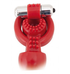 Красная вибронасадка Black Red для двойного проникновения - 24 см.