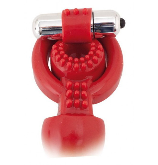 Красная вибронасадка Black Red для двойного проникновения - 24 см.