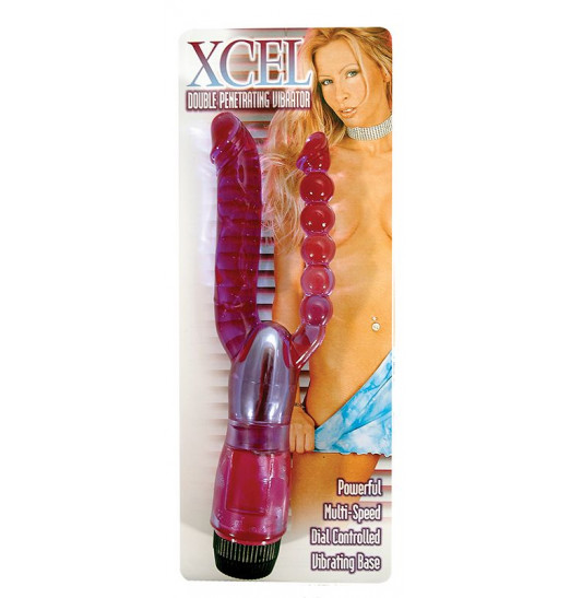 Двойной анально-вагинальный вибромассажер Xcel - 25 см.