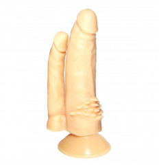 Двойной фаллоимитатор-реалистик №11 с присоской - 15,5 см.