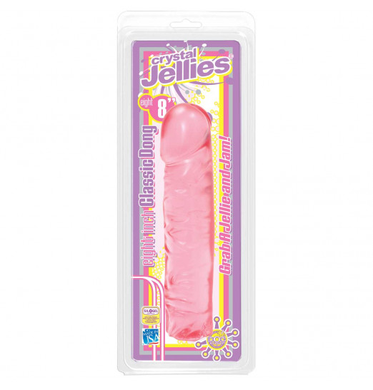 Розовый прозрачный гелевый фаллоимитатор Сristal Jellies - 20 см.