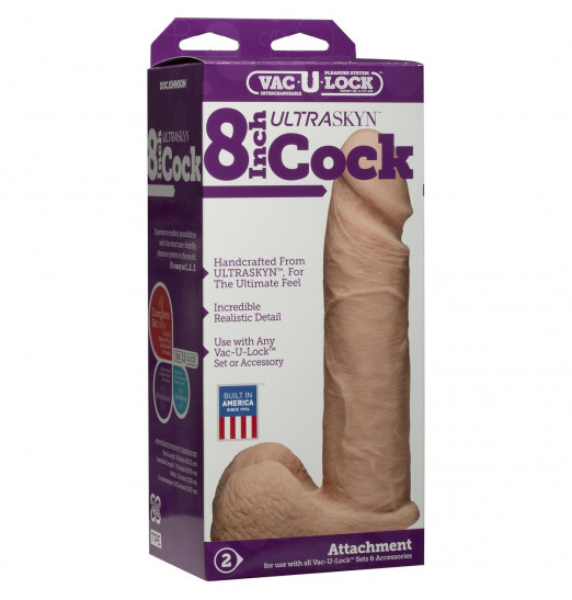 Ультрареалистичная насадка для трусиков Vac-U-Lock 8  ULTRASKYN Cock - 20,57 см.