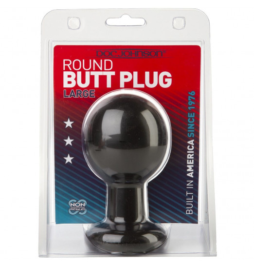 Круглая черная анальная пробка Classic Round Butt Plugs Large - 12,1 см.