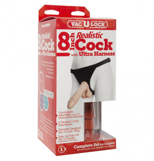 Насадка с трусиками Vac-U-Lock Set 8  Realistic Ultra Harness - 20,6 см.