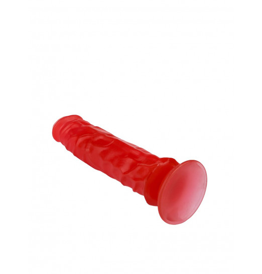 Рельефный гелевый фаллоимитатор на присоске - 20 см.