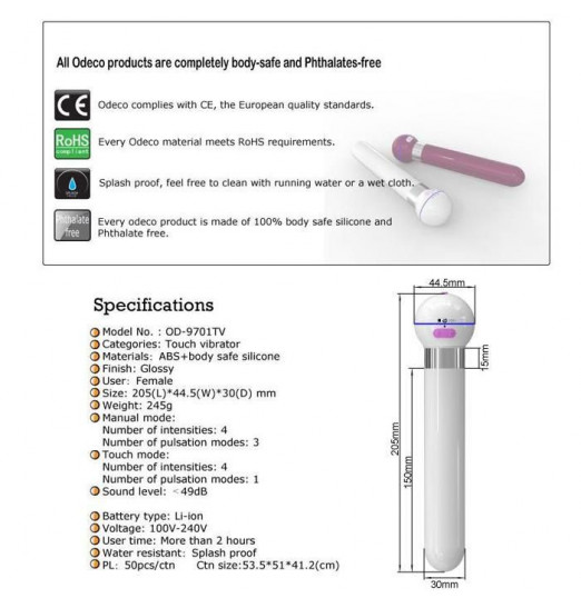 Водонепроницаемый белый вибратор Touch Vibe - 20,5 см. Водонепроницаемый белый вибратор Touch Vibe - 20,5 см.